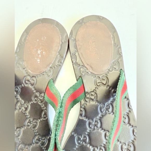 Gucci Black Lifford interlocking GG web Thong Fabric leather sandals EU 36.5 - Picture 3 of 11